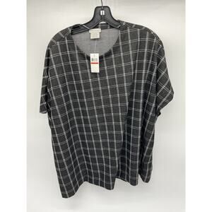 Van Heusen Black & White Plaid Stretch Top – Short Sleeve XS NWT